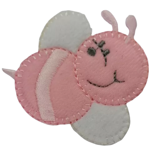 Applicatie - baby roze bijtje - 5,5 x 5,5 cm
