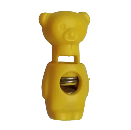 Koordstopper plastic beertje 28 mm - geel