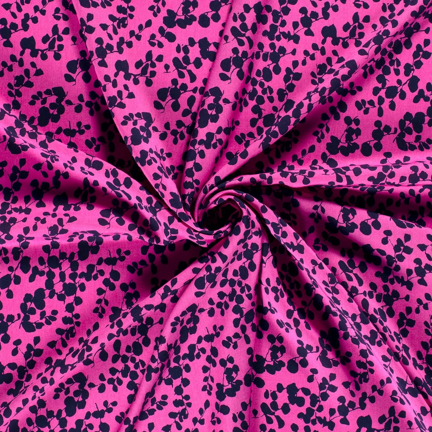 Bamboo poplin roos met zwarte print