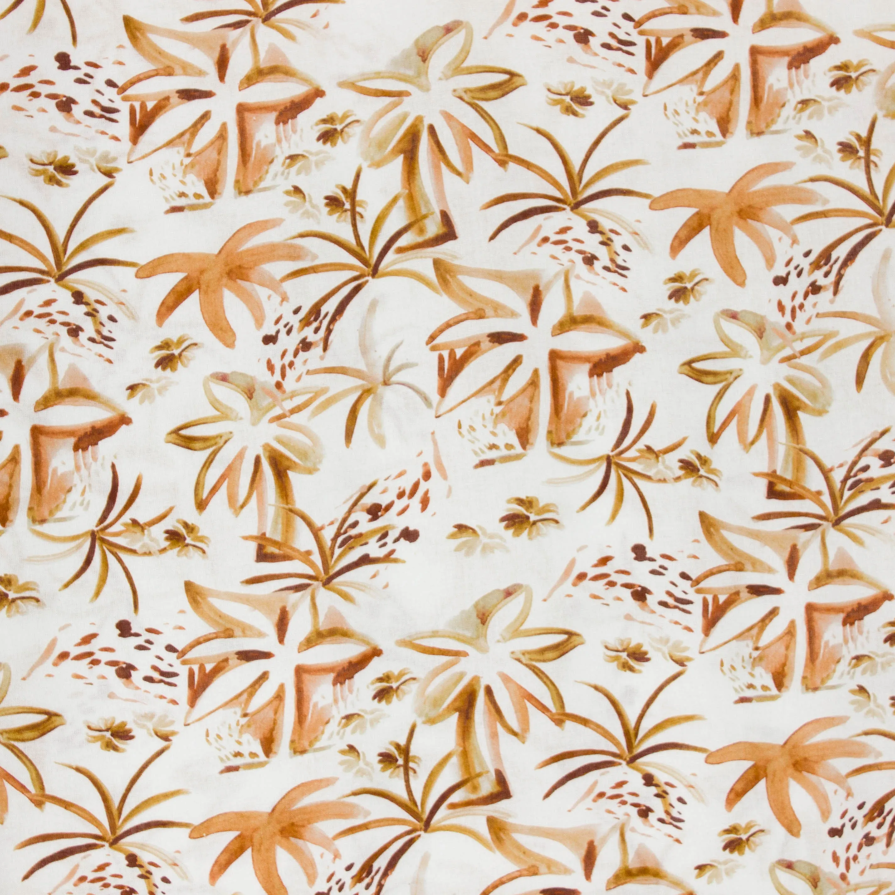 Linnen viscose ecru met bruine aquarel simpele bomen