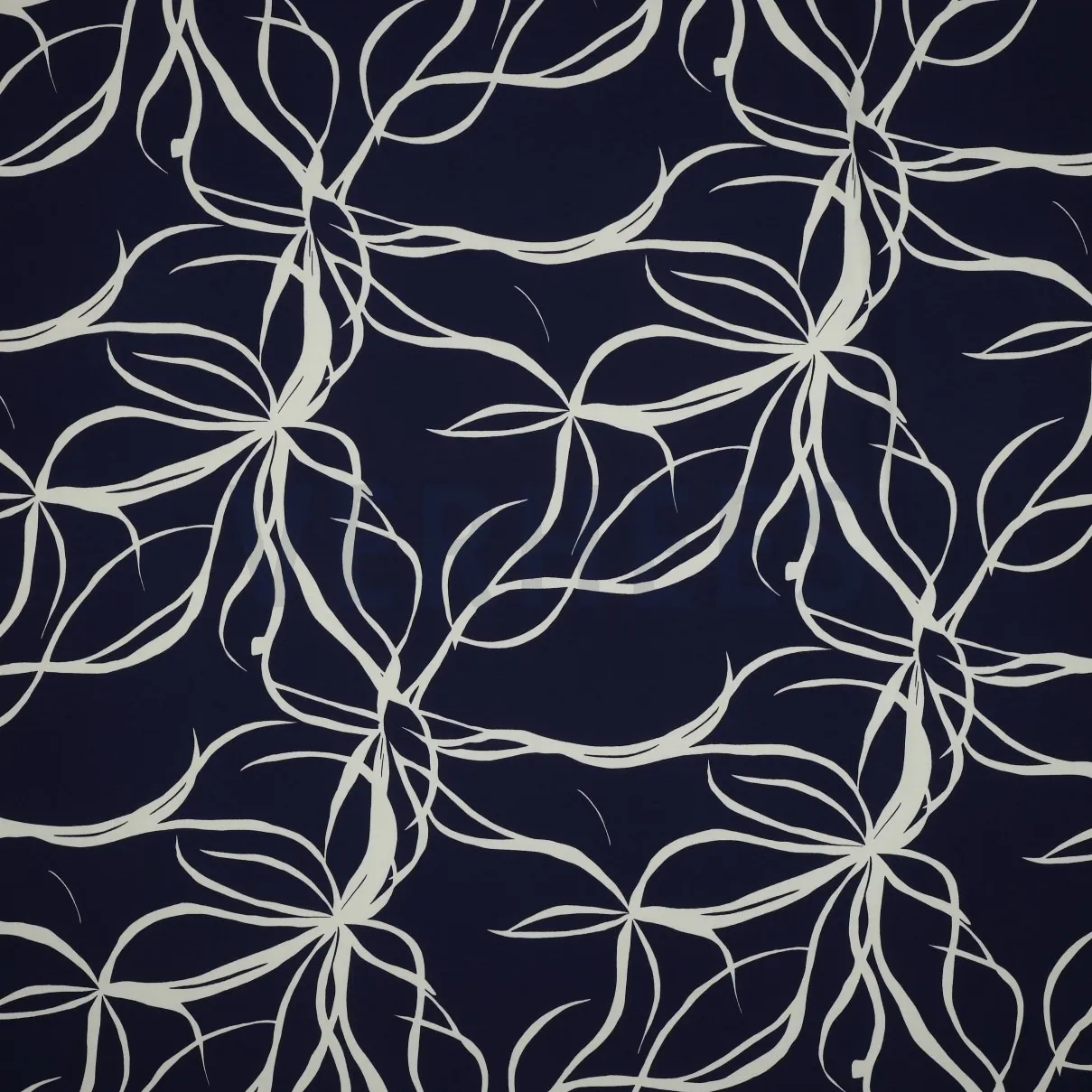 Viscose blauw met abstract witte print