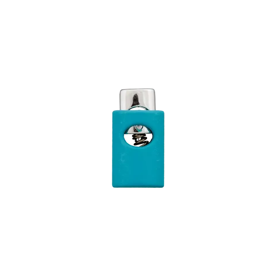 Koordstopper metaal 1 gaats - 18 mm - turquoise en zilver