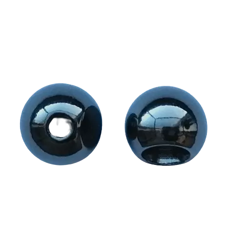 Koord einde metaal 12 mm - bol gunmetal / zwart zilver (opening 3 mm)