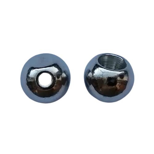 Koord einde metaal 12 mm - bol zilver (opening 3 mm)
