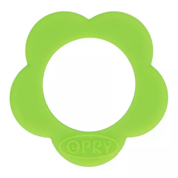 Bijtring bloem silicone van Opry - limoen groen - 40 mm