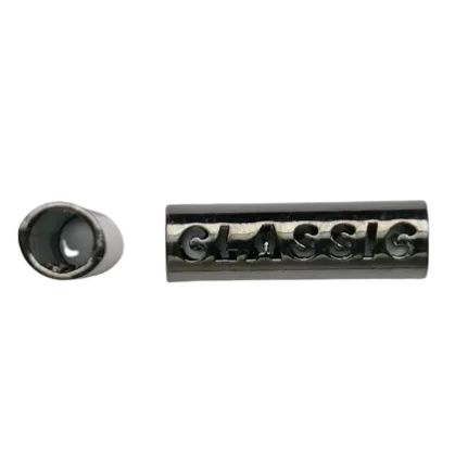 Koord einde metaal 26 mm - cilinder gunmetal / zwart zilver 'classic' (opening 5 mm)