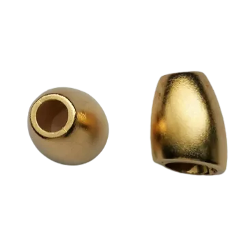 Koord einde plastic 16 mm met schuine onderkant - mat goud (opening 4 mm)
