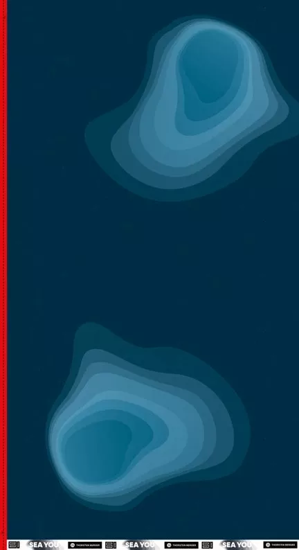 Tricot paneel met abstracte blauwe golven degradé - Sea You California' van Thorsten Berger