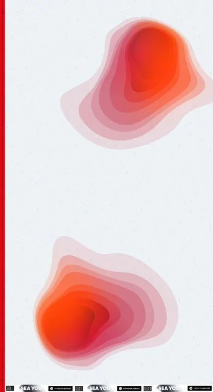 Wit tricot paneel met abstracte roze golven degradé - Sea You California' van Thorsten Berger