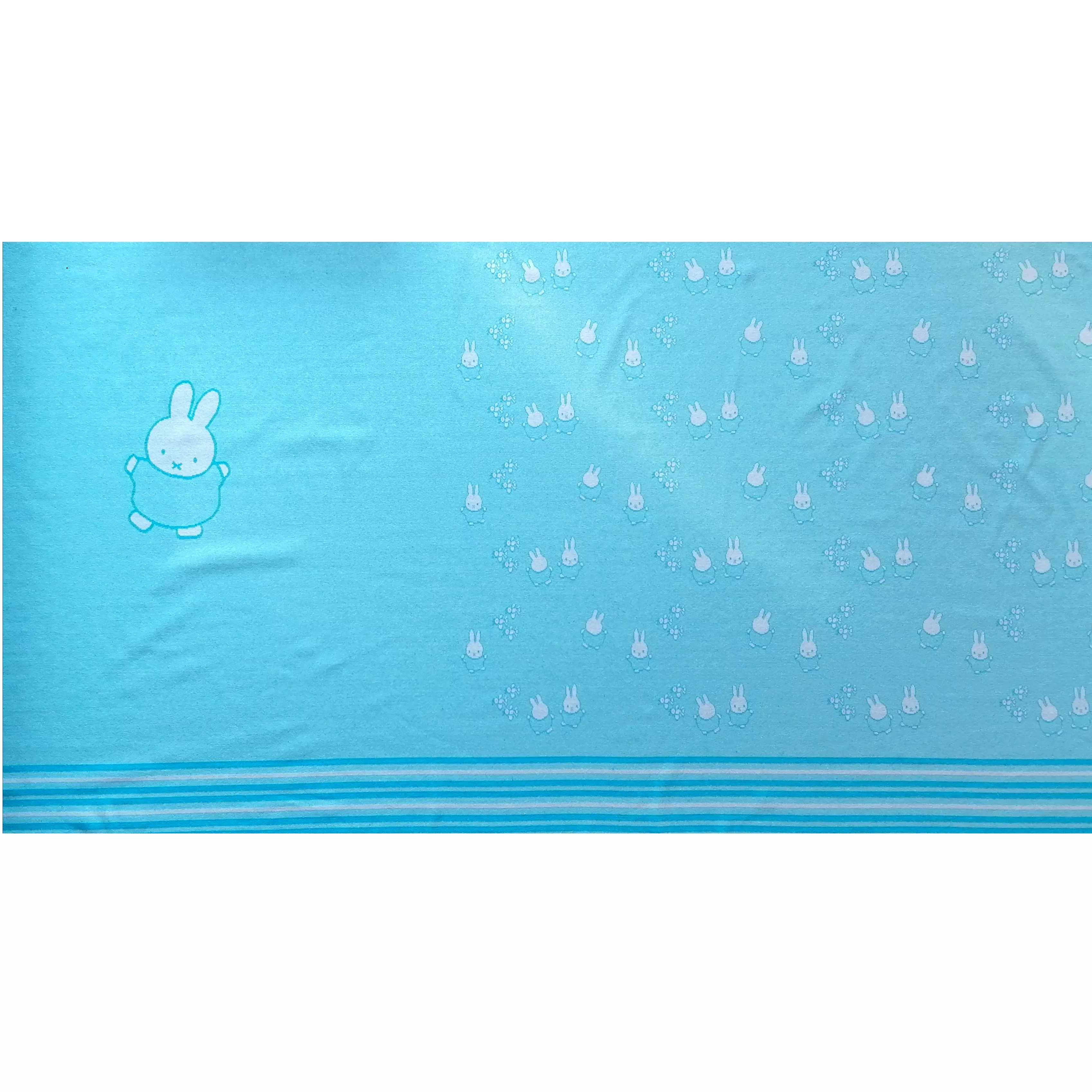 Turquoise gebreid sweater paneel Nijntje met vogels