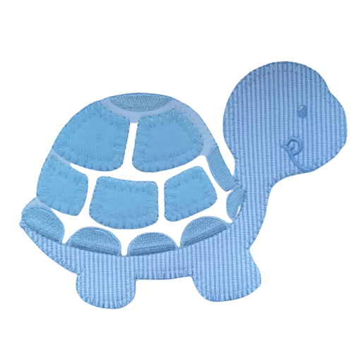 Applicatie - grote blauw / witte schildpad - 11 x 15 cm