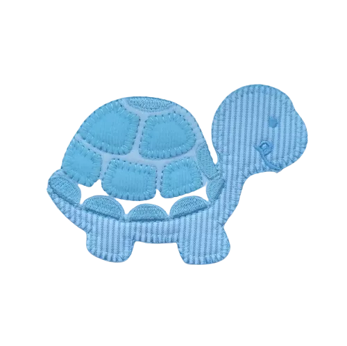 Applicatie - kleine blauwe / witte schildpad - 7 x 10 cm