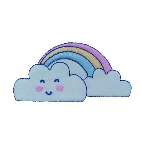 Applicatie - wolken en regenboog- 4,5 x 9 cm