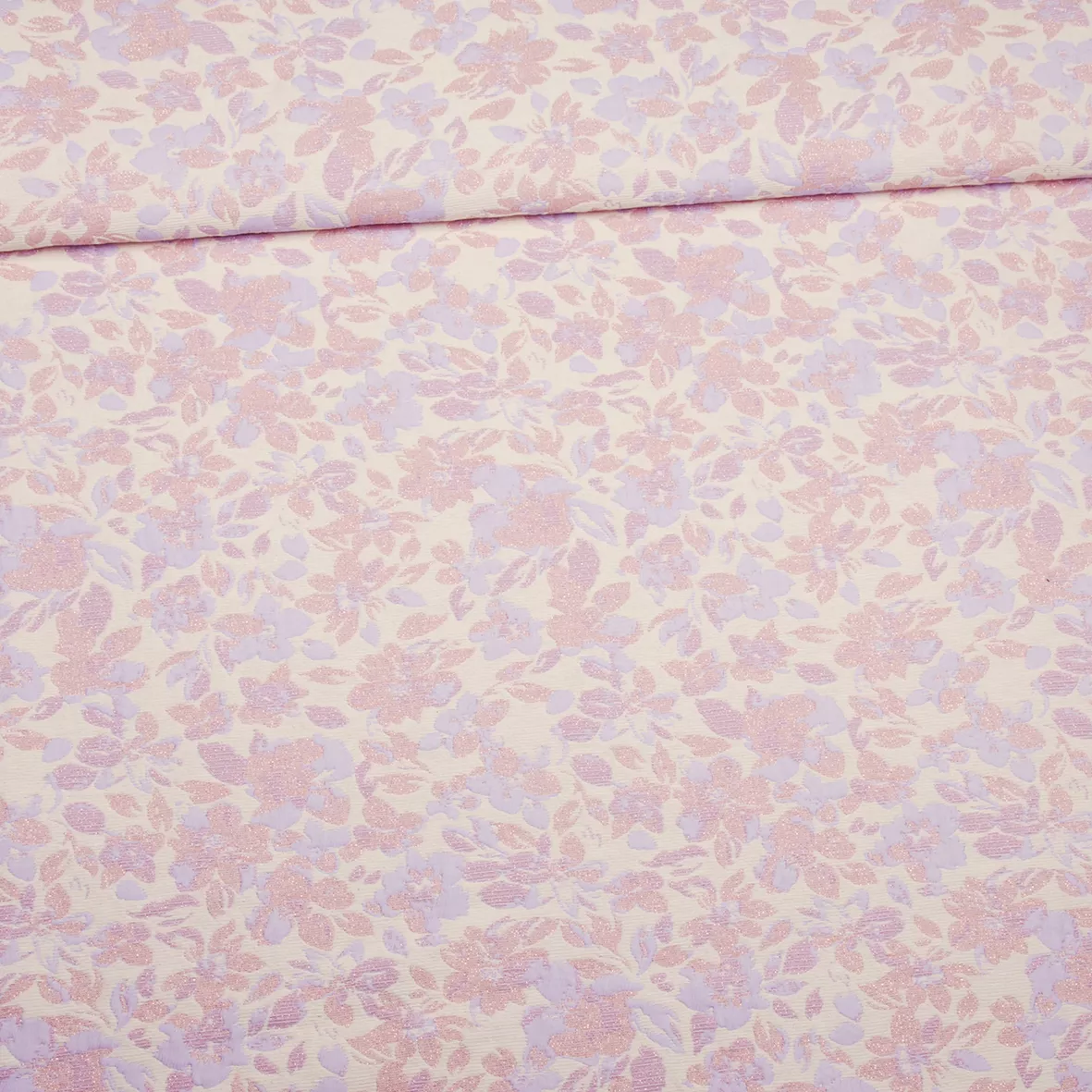 Jacquard met lila bloemen en glitter - Knipmode Collectie Lente-Zomer 2022
