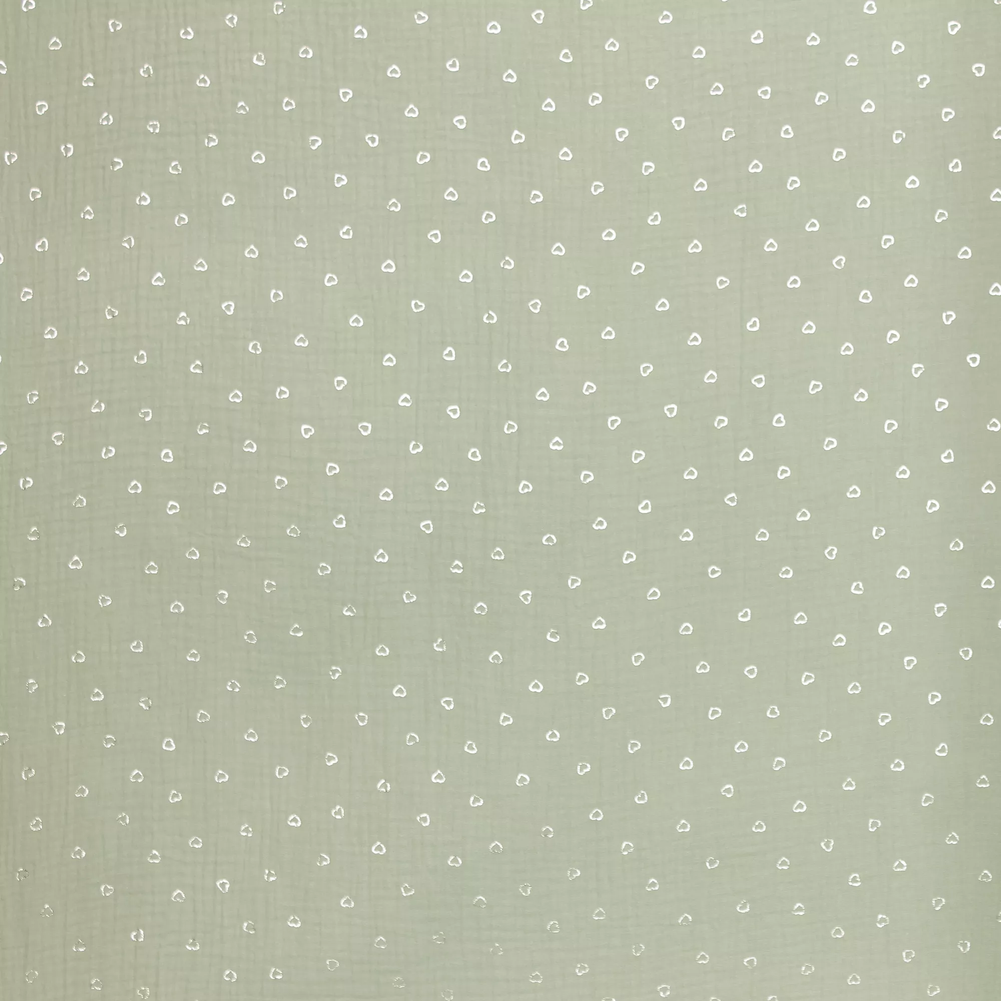 Groene double gauze met zilveren hartjes