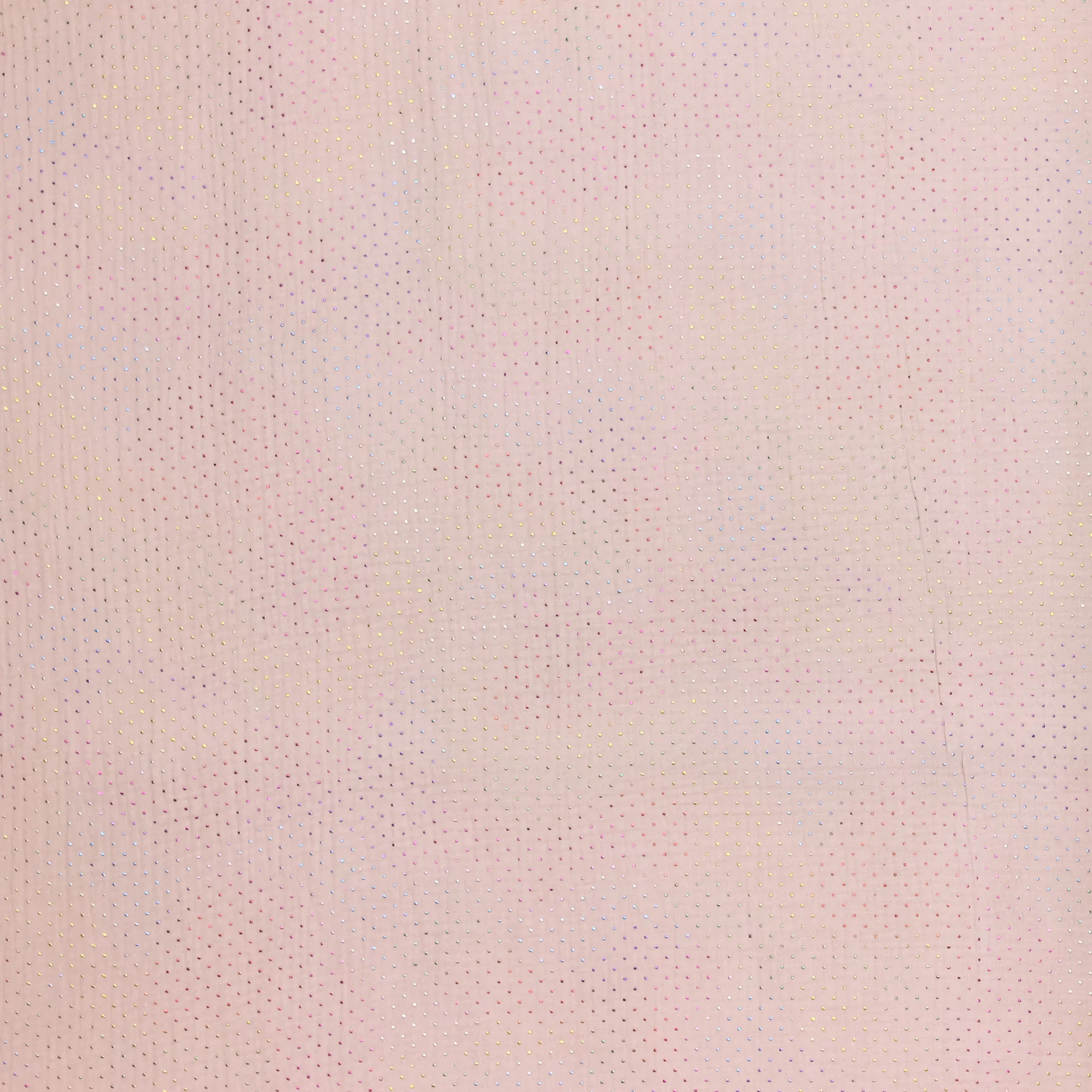 Roze double gauze met kleurrijke bolletjes