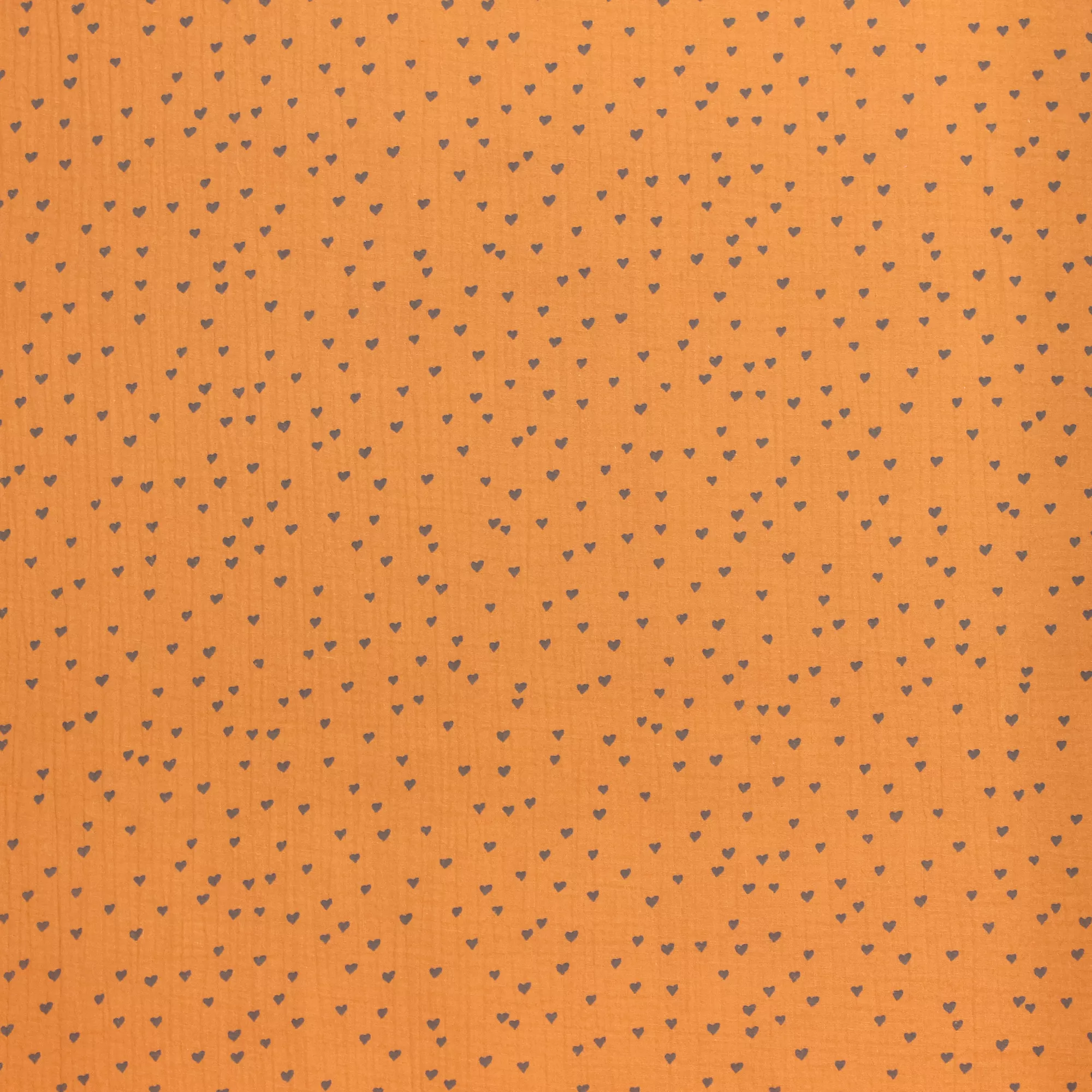 Oranje double gauze met grijze hartjes