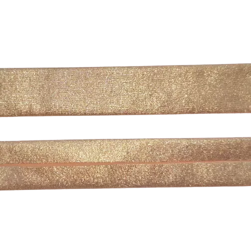 Biais - rekbare polyamide 2 cm - goud glanzend
