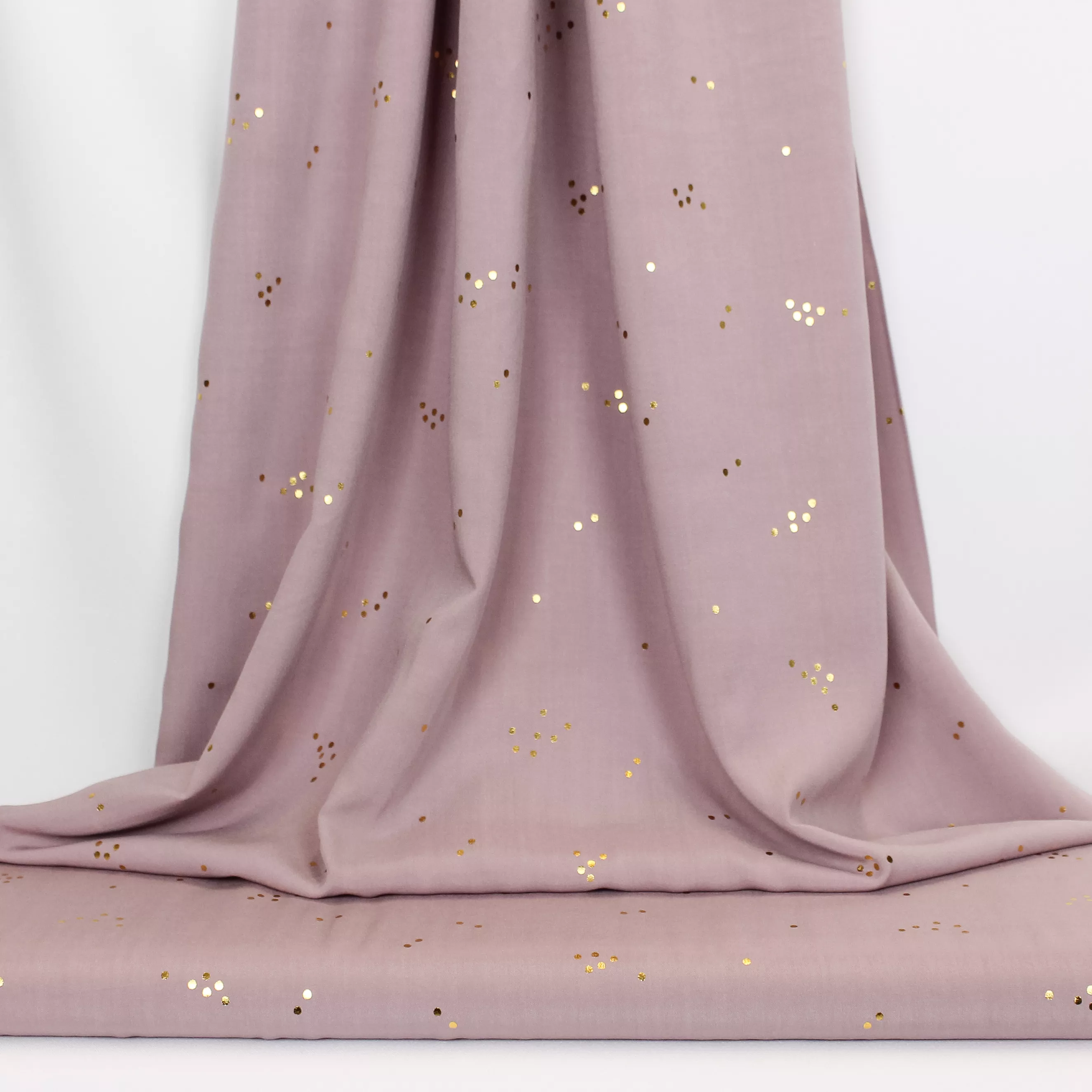 Lila viscose met kleine gouden stipjes