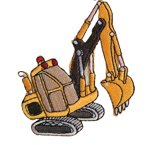 Applicatie - gele graafmachine - 9 x 7.5 cm