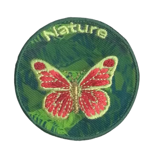 Applicatie - vlinder en tekst 'nature' - 5 cm