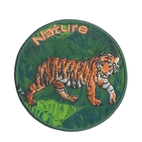 Applicatie - tijger en tekst 'nature' - 5 cm