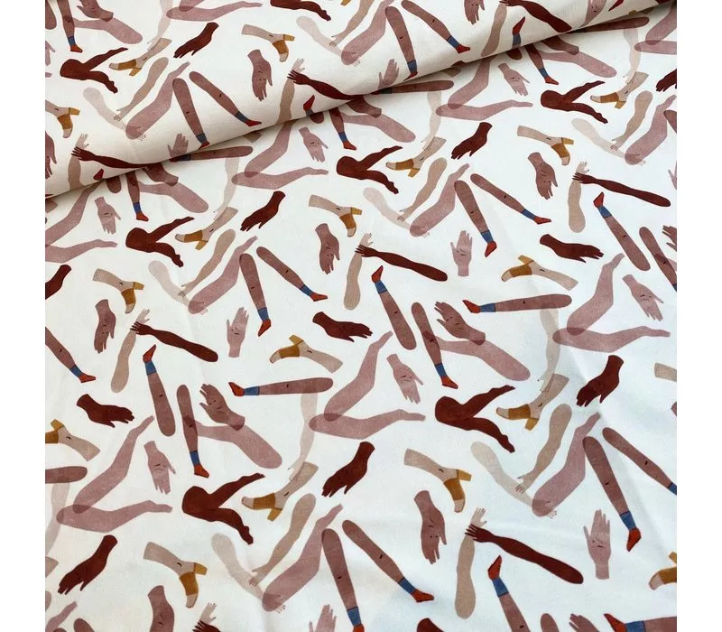 French terry met benen, handen en armen motief 'Limbs The Anatomy Collection'