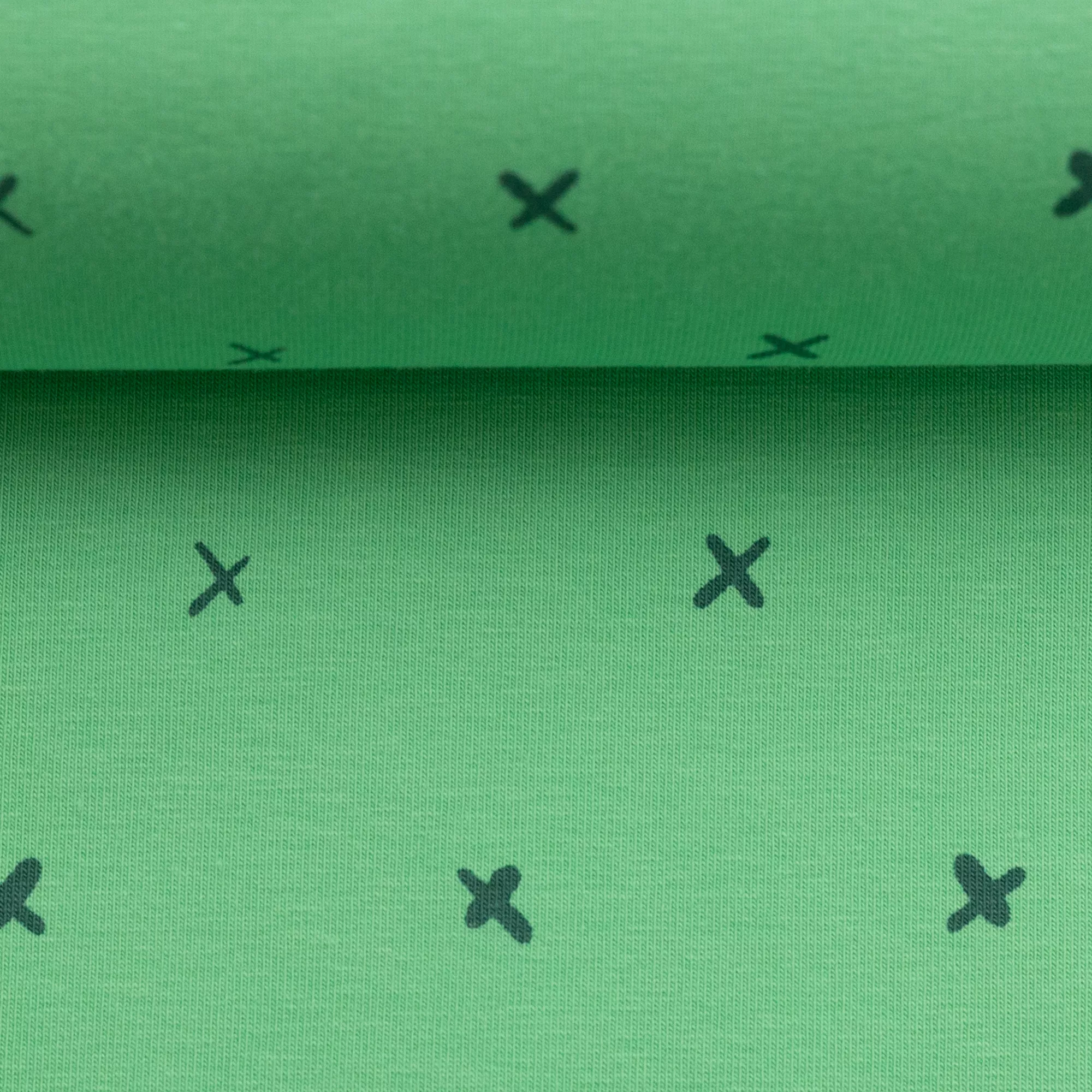 Groene katoen tricot met kruisjes