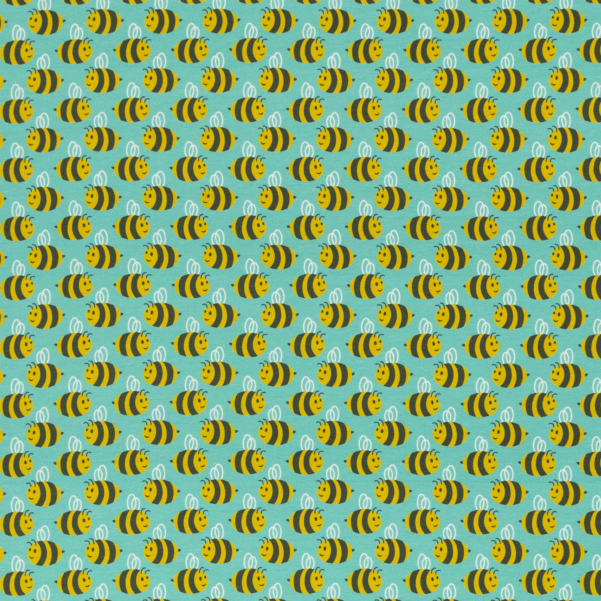 Katoentricot turquoise met bijen - Animal Minis by Käselotti