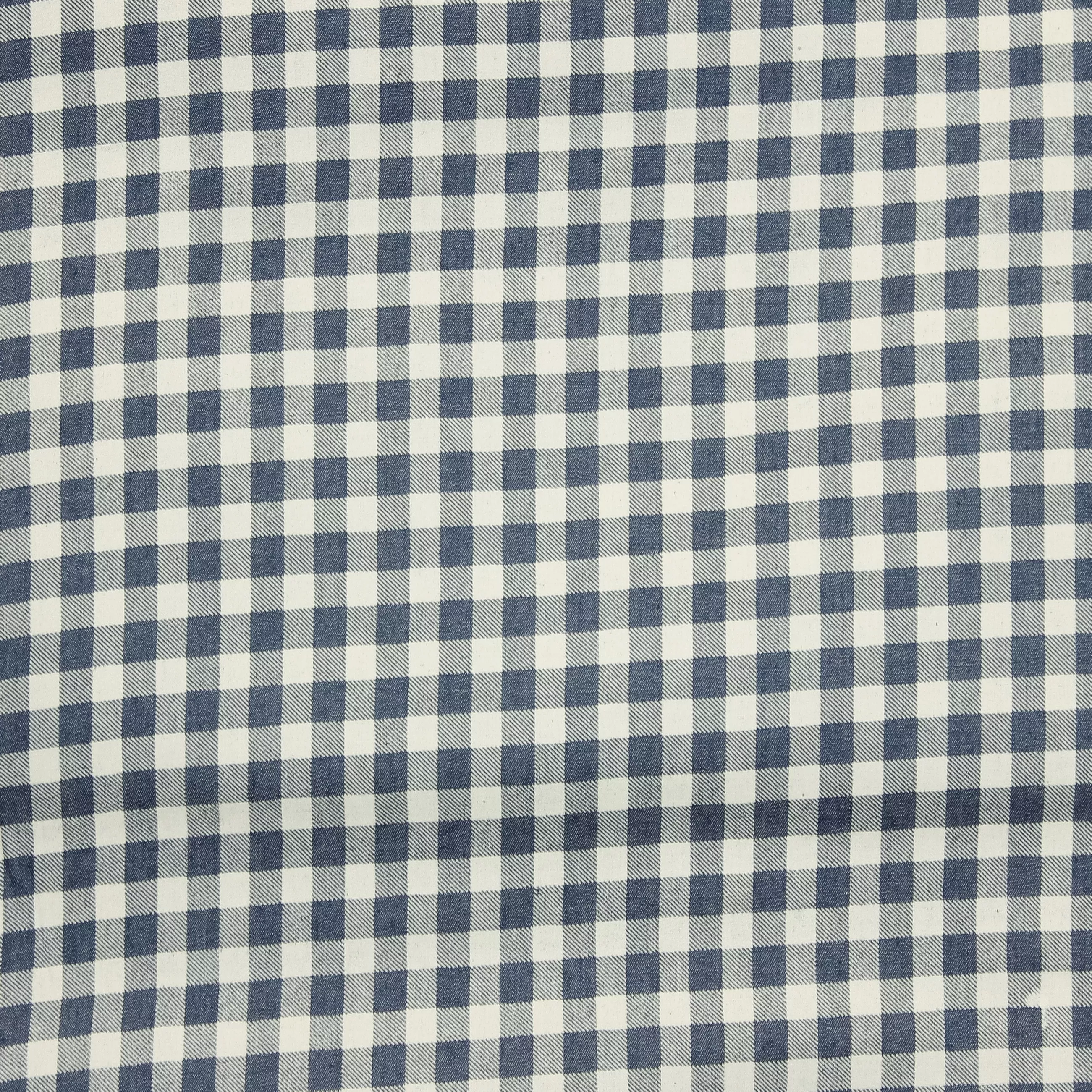 Sky blue denim katoen grote ruitjes 1.2cm²