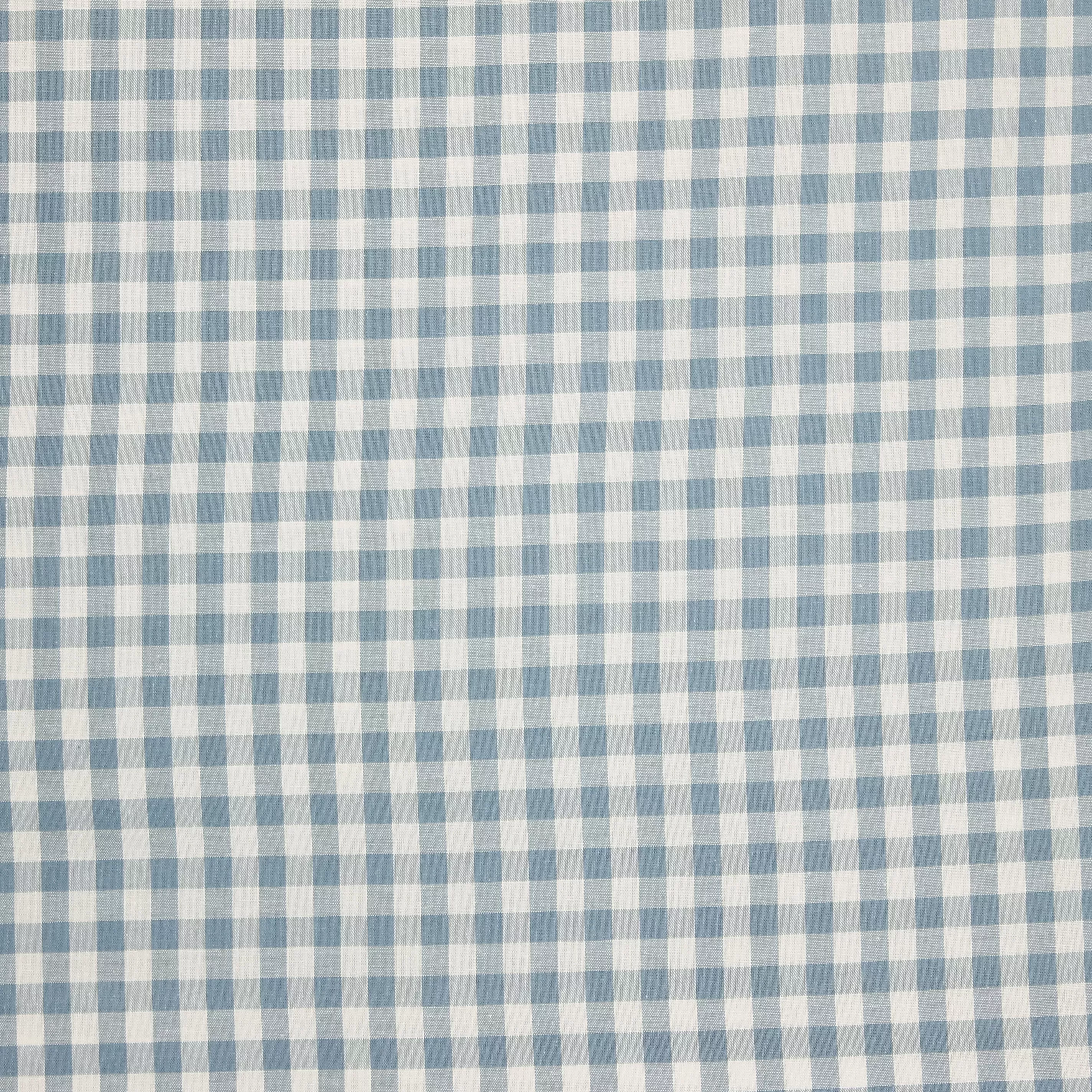 Light sky blue denim katoen grote ruitjes 1.2cm²