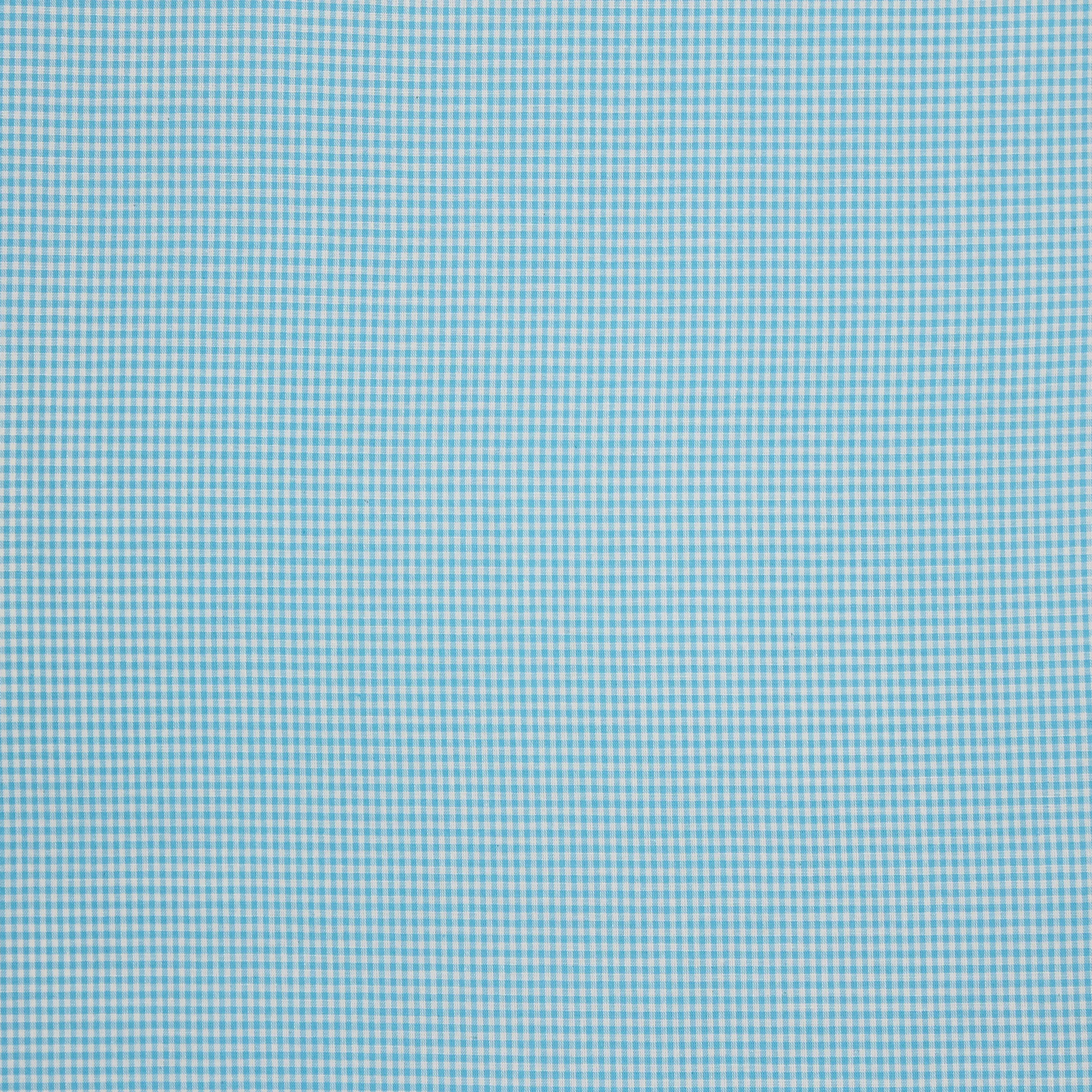 Licht turquoise denim katoen kleine ruitjes 0.4cm²