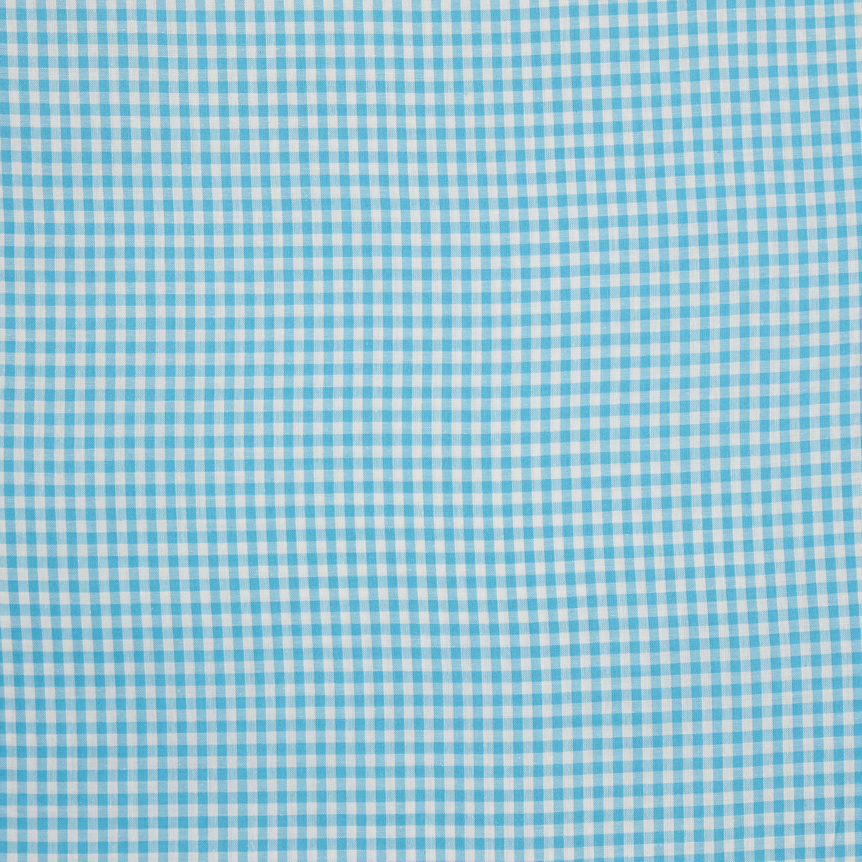 Licht turquoise denim katoen grote ruitjes 0.25cm²