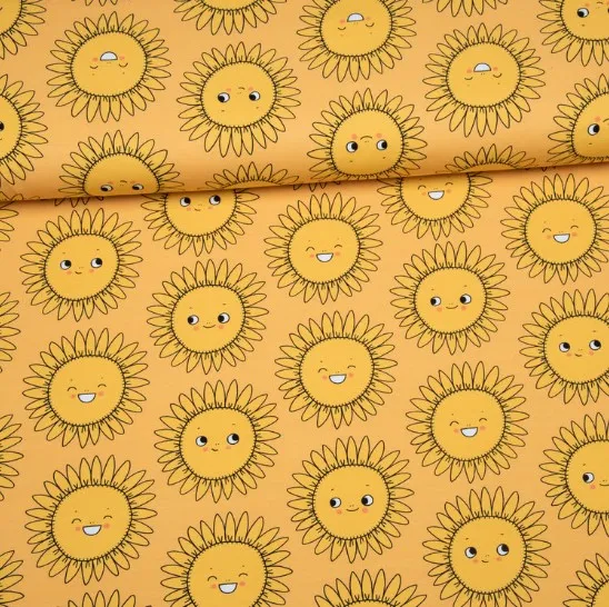 Sunflowers french terry van Eva Mouton