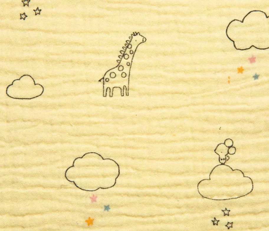 Gele double gauze met giraffen - Katia Fabrics