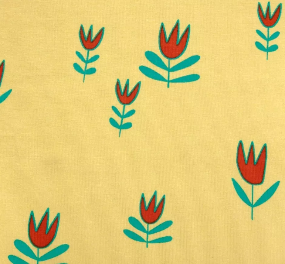 Gele tricot met tulpen - Katia Fabrics