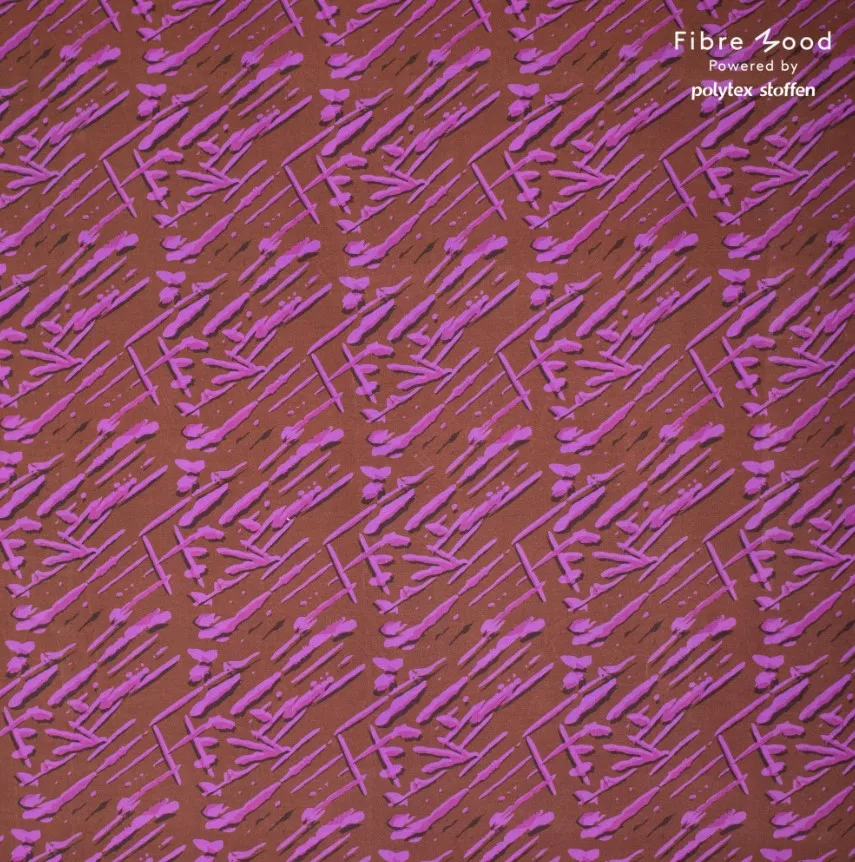 Bruine viscose / lyocell mengeling met paarse lijnen - Fibre Mood