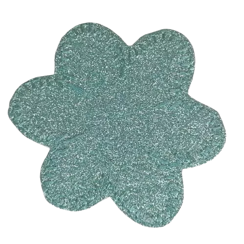 Applicatie - lichtblauwe (turquoise) glitter bloem - 7,8 cm