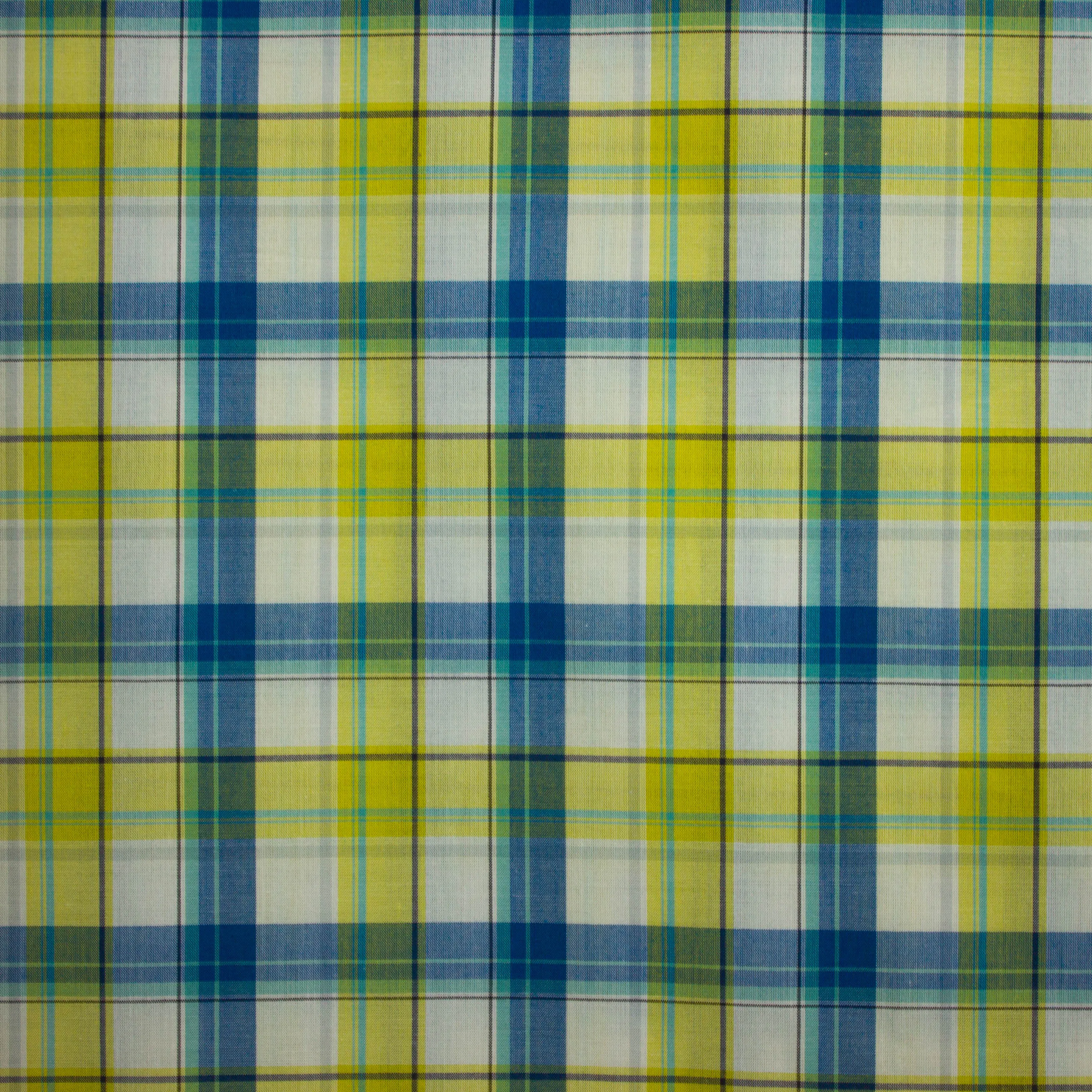 Katoen geruit geel / blauw