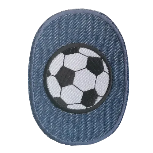 Opstrijkbare jeans knielappen (per 2) - voetbal - 6,3 x 8,8 cm