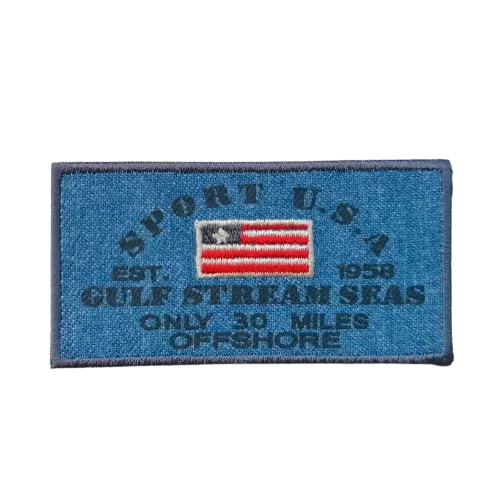Jeans applicatie - sport USA met vlag - 8 x 5 cm