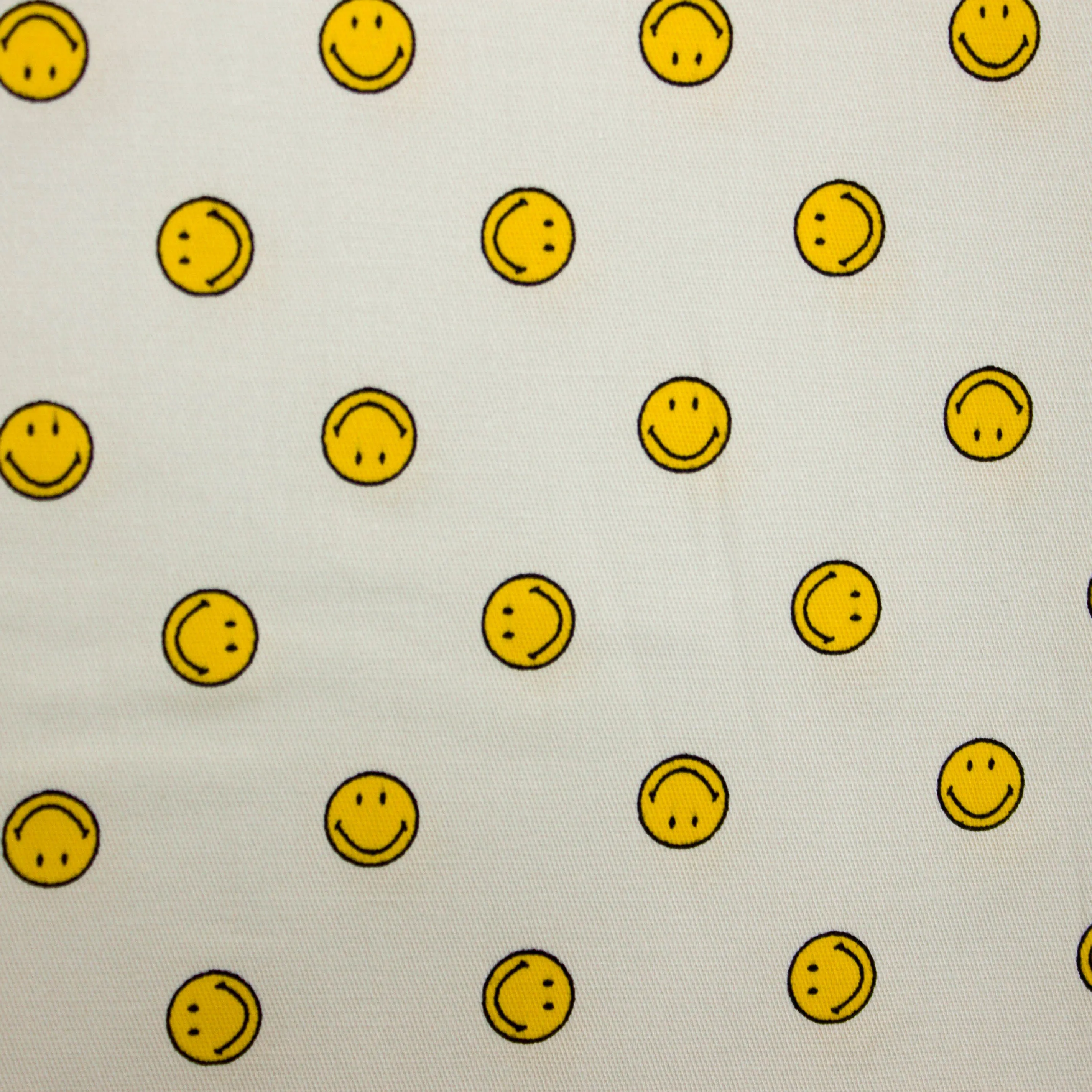 Katoen wit met smileys