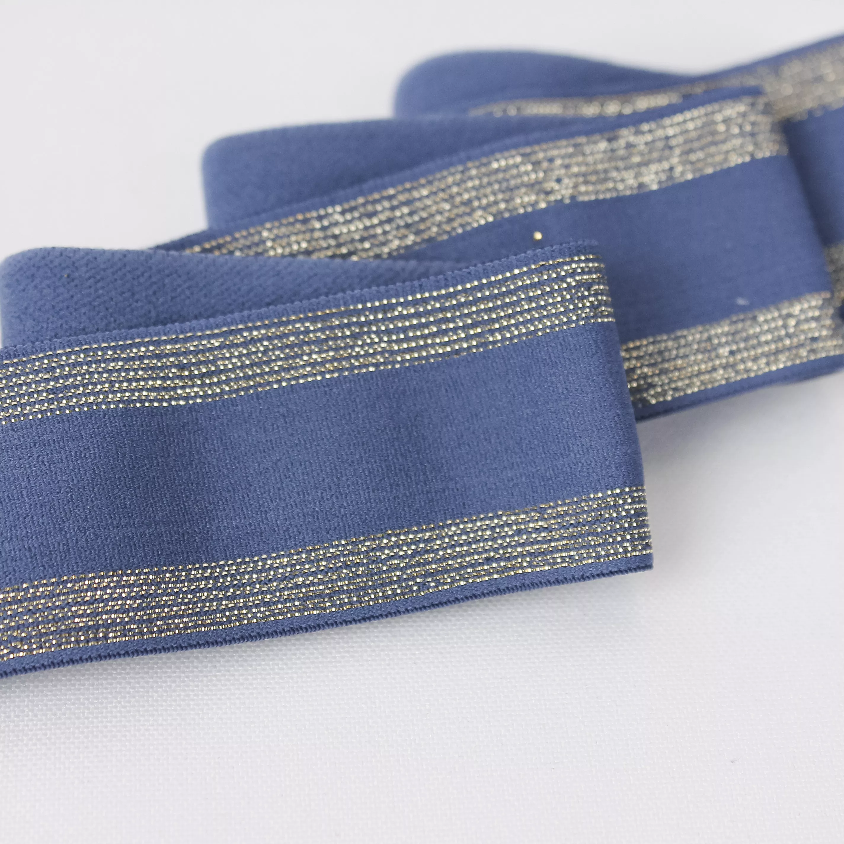 Elastiek gestreept Cobalt 35mm - Atelier Brunette
