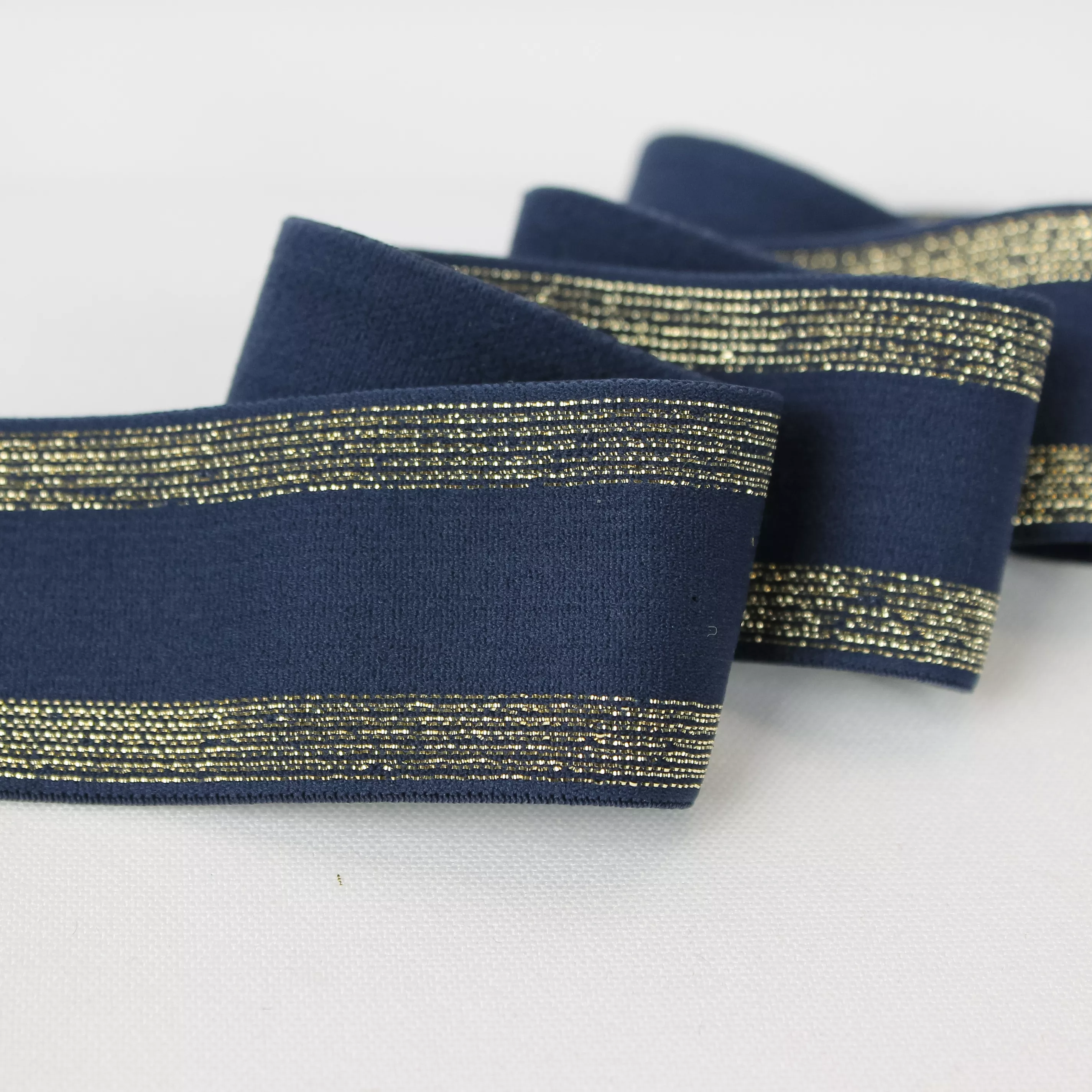Elastiek gestreept Midnight 35mm - Atelier Brunette