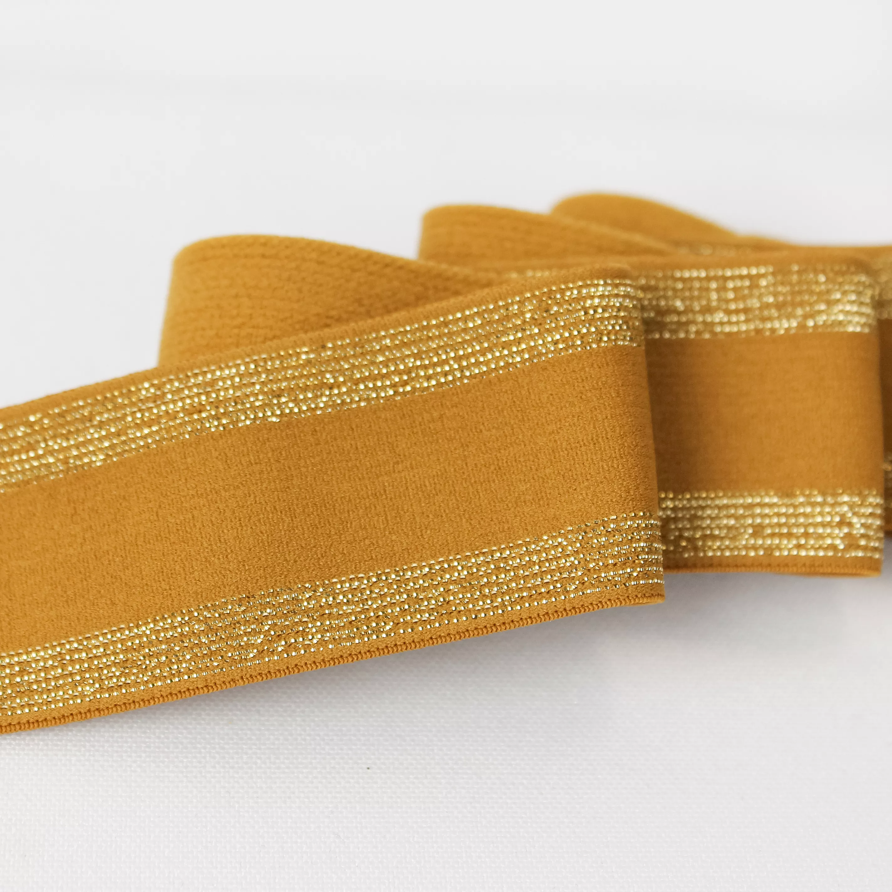 Elastiek gestreept Ochre 35mm - Atelier Brunette