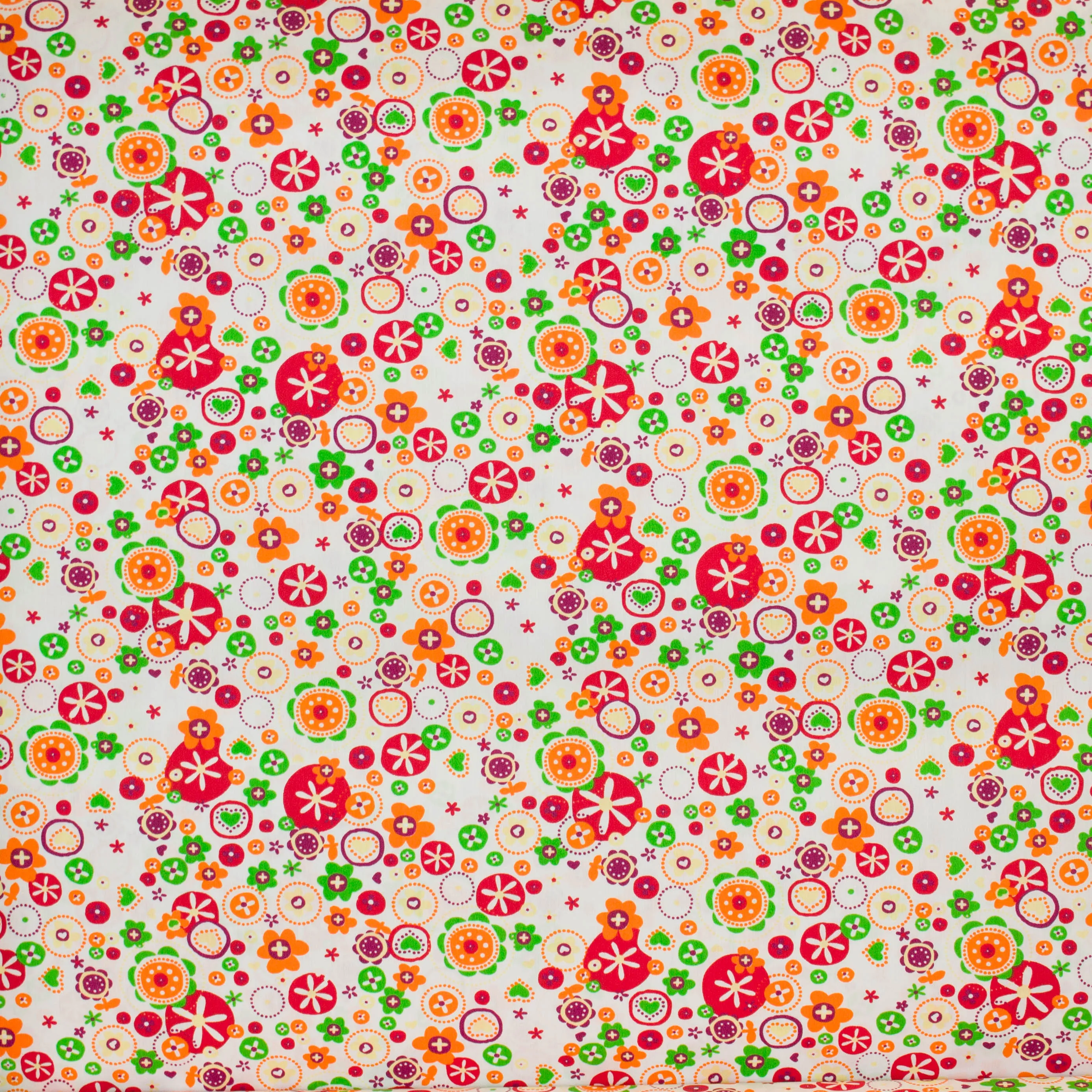 Katoen polyester wit met kleurrijke cirkel print