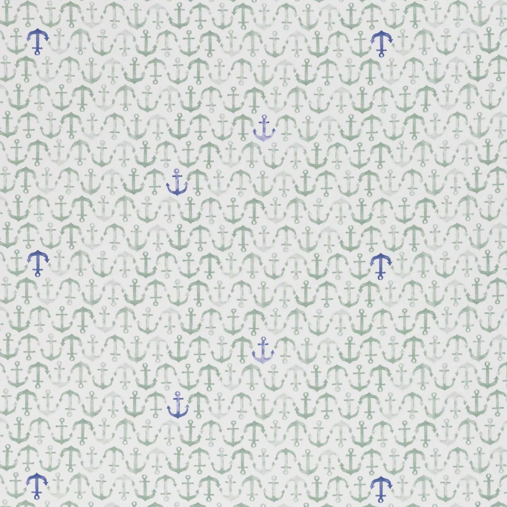 Witte tricot met ankers in groen en blauw - 'Nautical Baby'