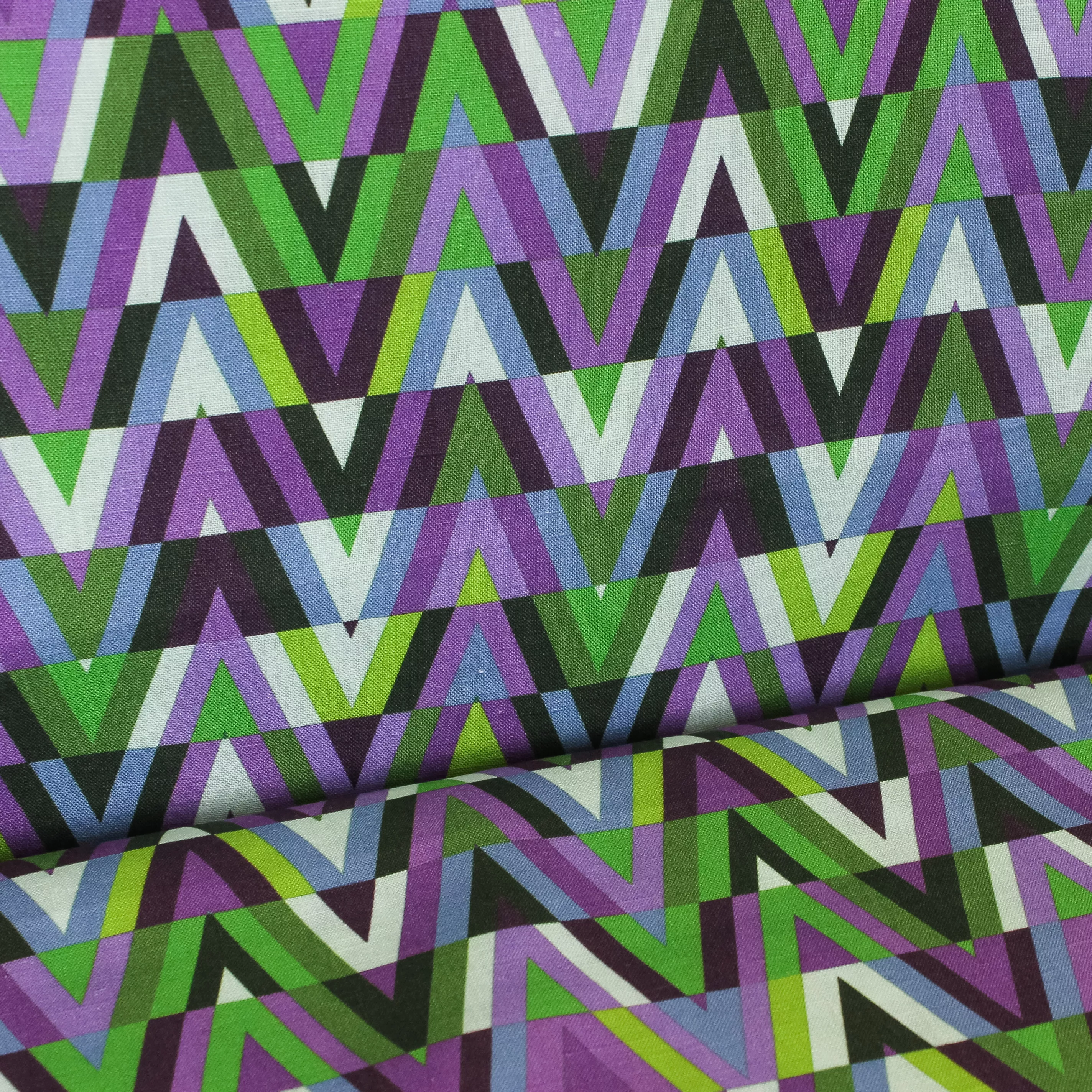 Linnen met geometrische print - paars/groen - Alta Moda