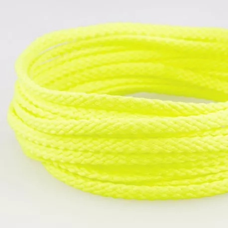 Fluo gele platte koord / veter - polyester 5 mm
