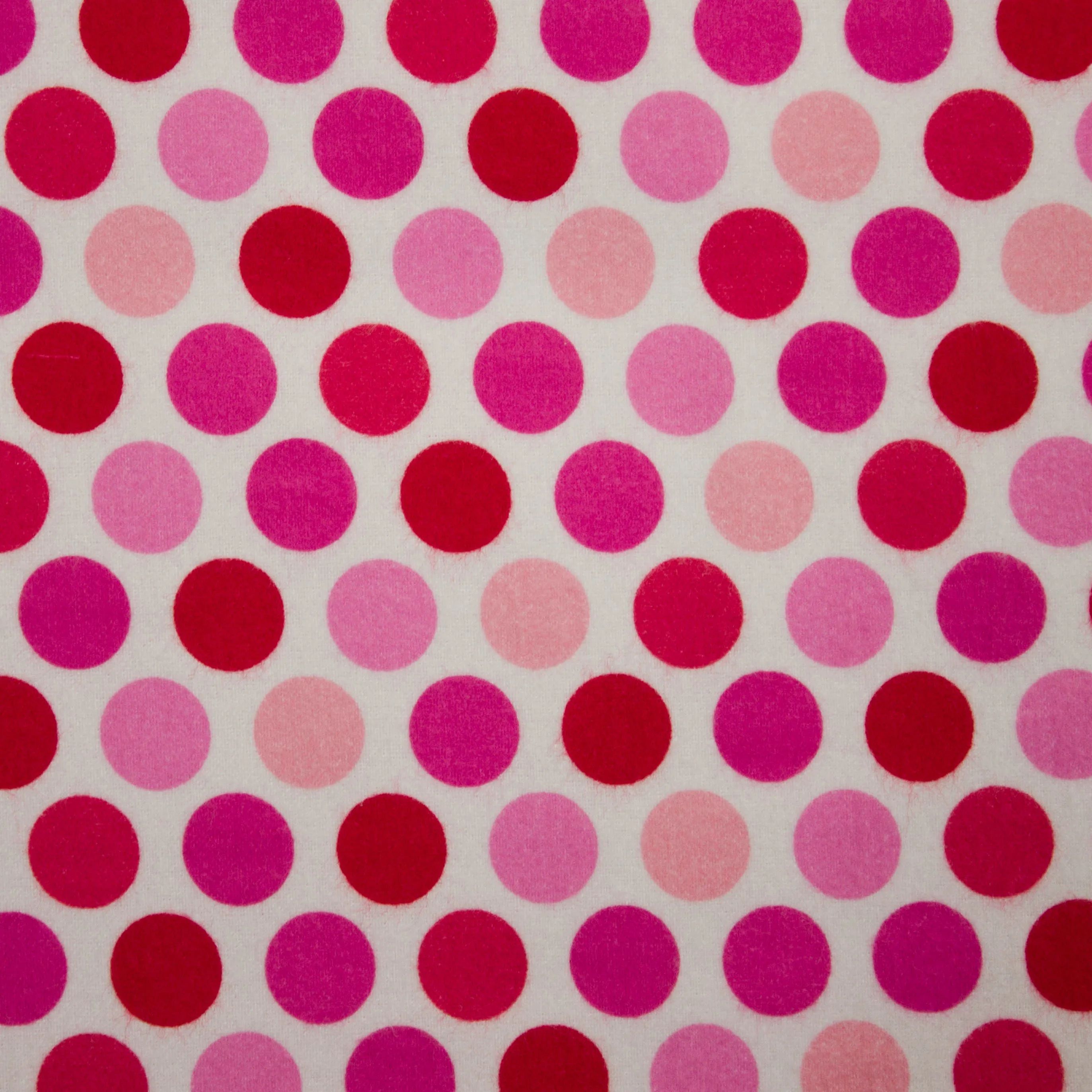 Flanel wit met rode / roze cirkels